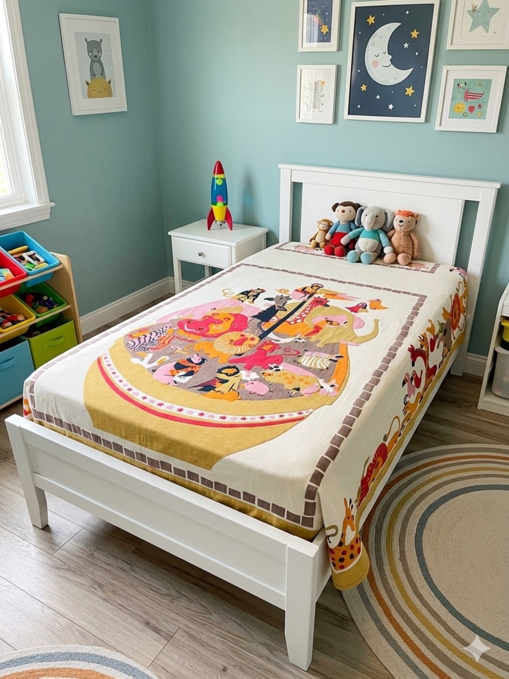 Vintage Fieldcrest jungle animal theme twin Bedspread kids bedroom